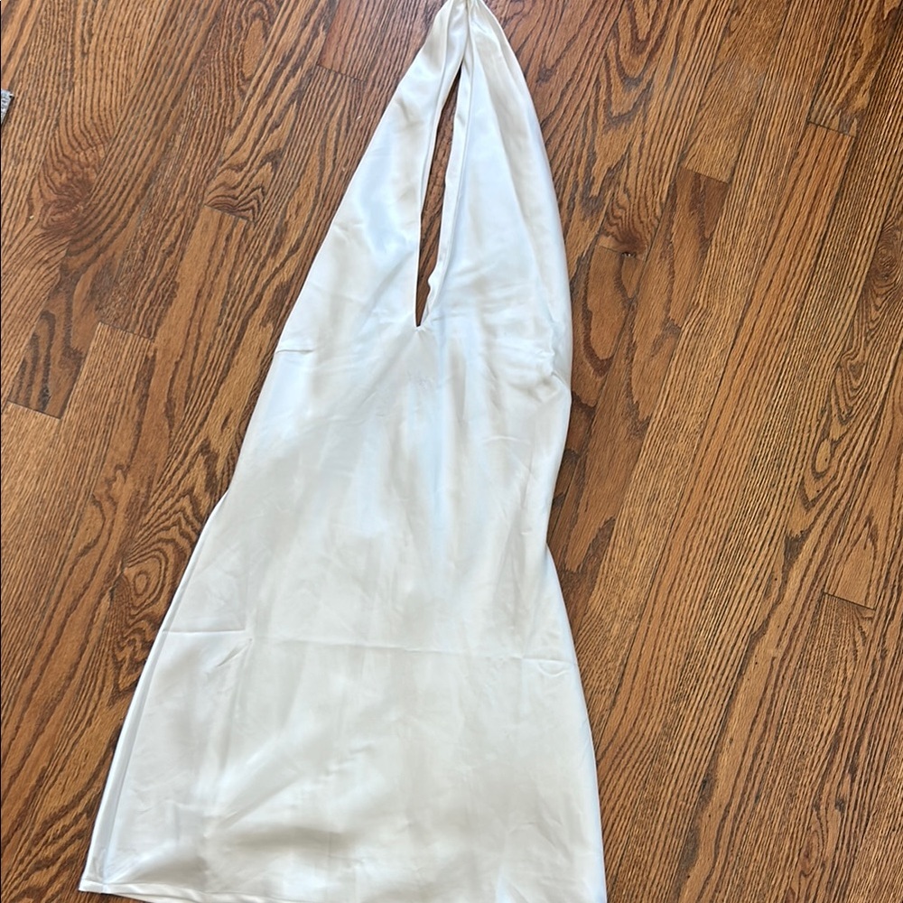 Lulu's Beyond Classy White Satin Halter Mini Dress - Picture 2 of 9